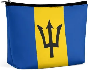 Barbados Flag Travel-Friendly Makeup Bag Compact Cosmetic Organizer for Women Girls