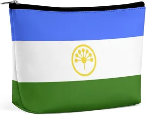 Bashkortostan Flag Travel-Friendly Makeup Bag Compact Cosmetic Organizer for Women Girls