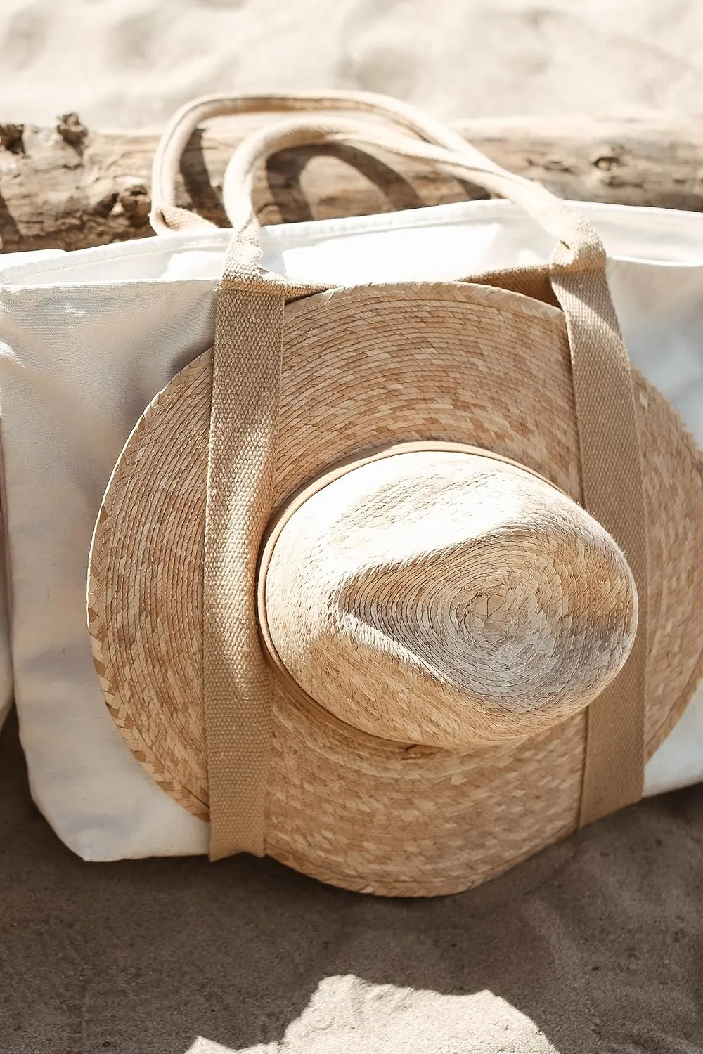 Beach Bag - Large Woven Beach Tote Bag - Boho Chic Travel Tote Bag With Hat Holder
