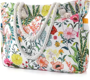 Beach Bags for Women - Large Beach Tote Bag, Women Sandproof Pool Bag for Pool Gym Grocery Travel