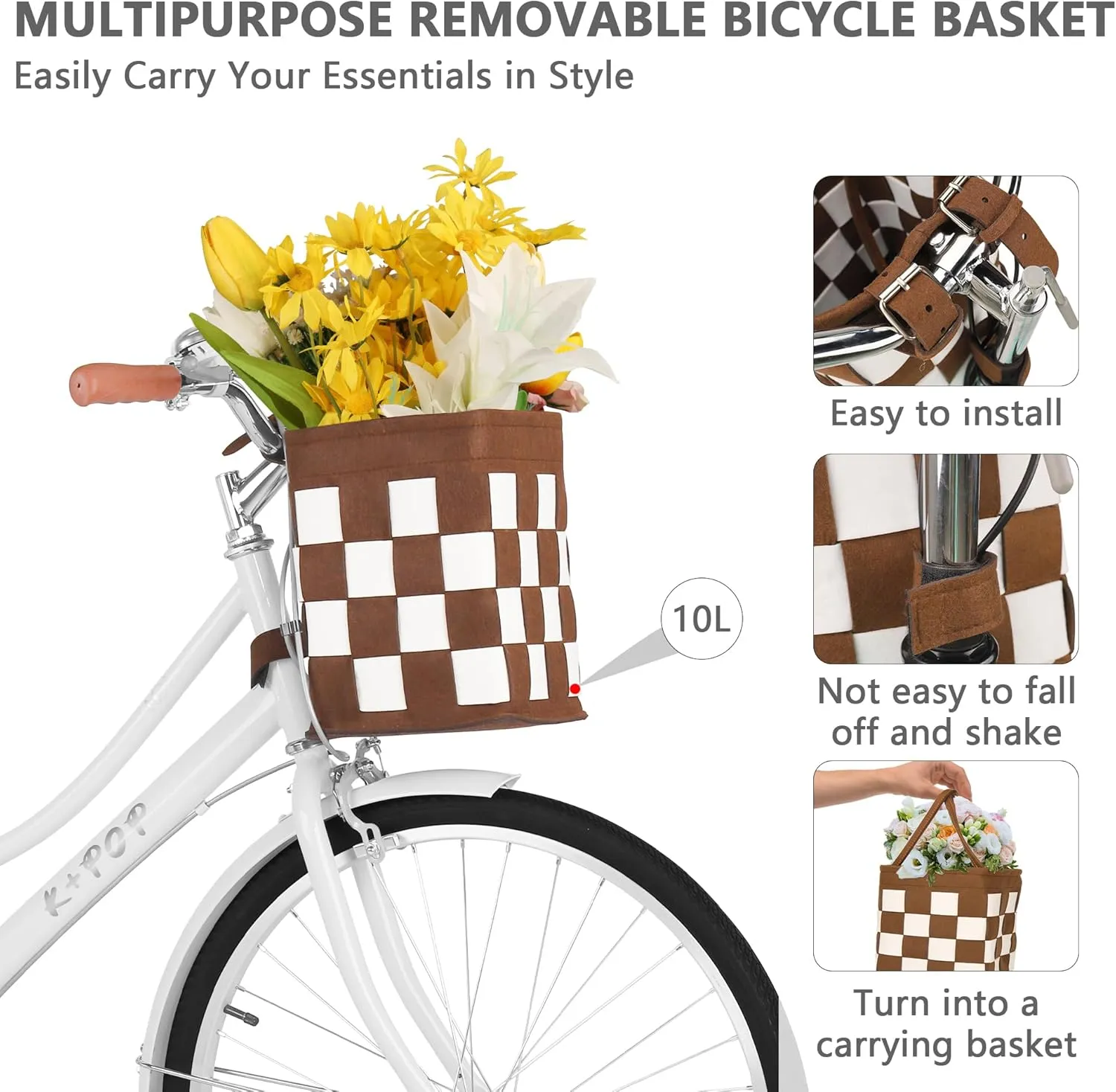 Beach Cruiser Bike for Women, 24 Inch Bikes for Women with Basket, Womens Bicycle with Adjustable Seat, Single Speed City Commuter Cruiser Bike, Adult Bicycle with Rack & Lock