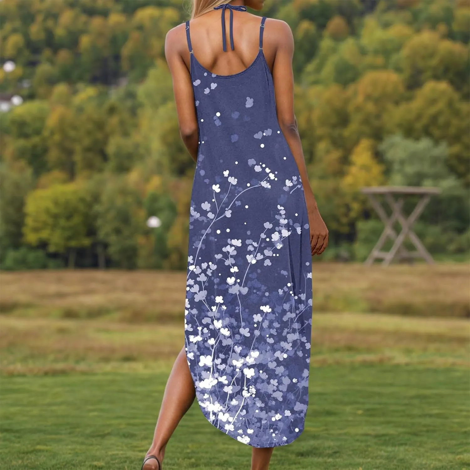 Beach Dresses for Women 2025 Vacation Spring Boho Floral Long Sundress Summer Flowy Sleeveless Casual Maxi Dress
