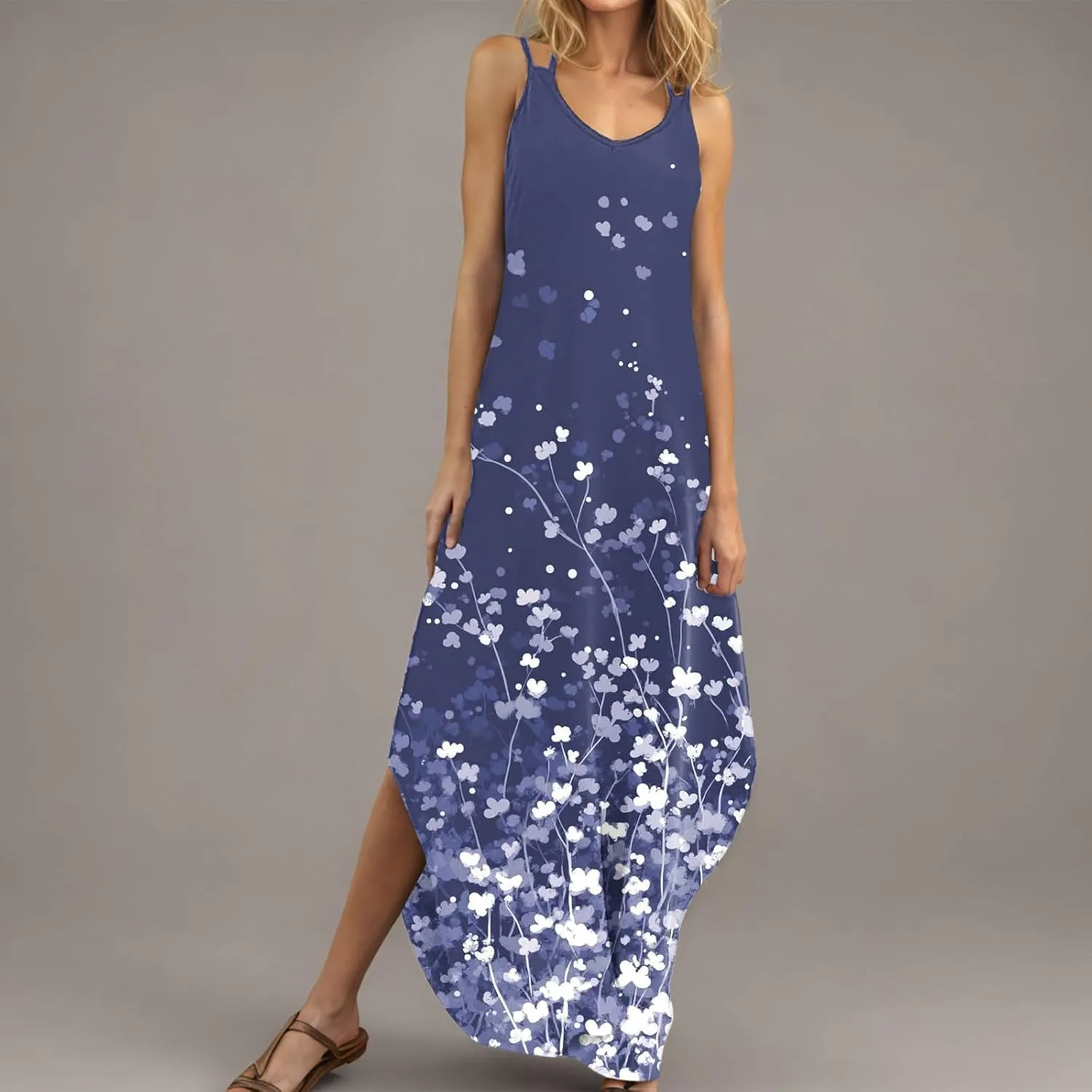 Beach Dresses for Women 2025 Vacation Spring Boho Floral Long Sundress Summer Flowy Sleeveless Casual Maxi Dress
