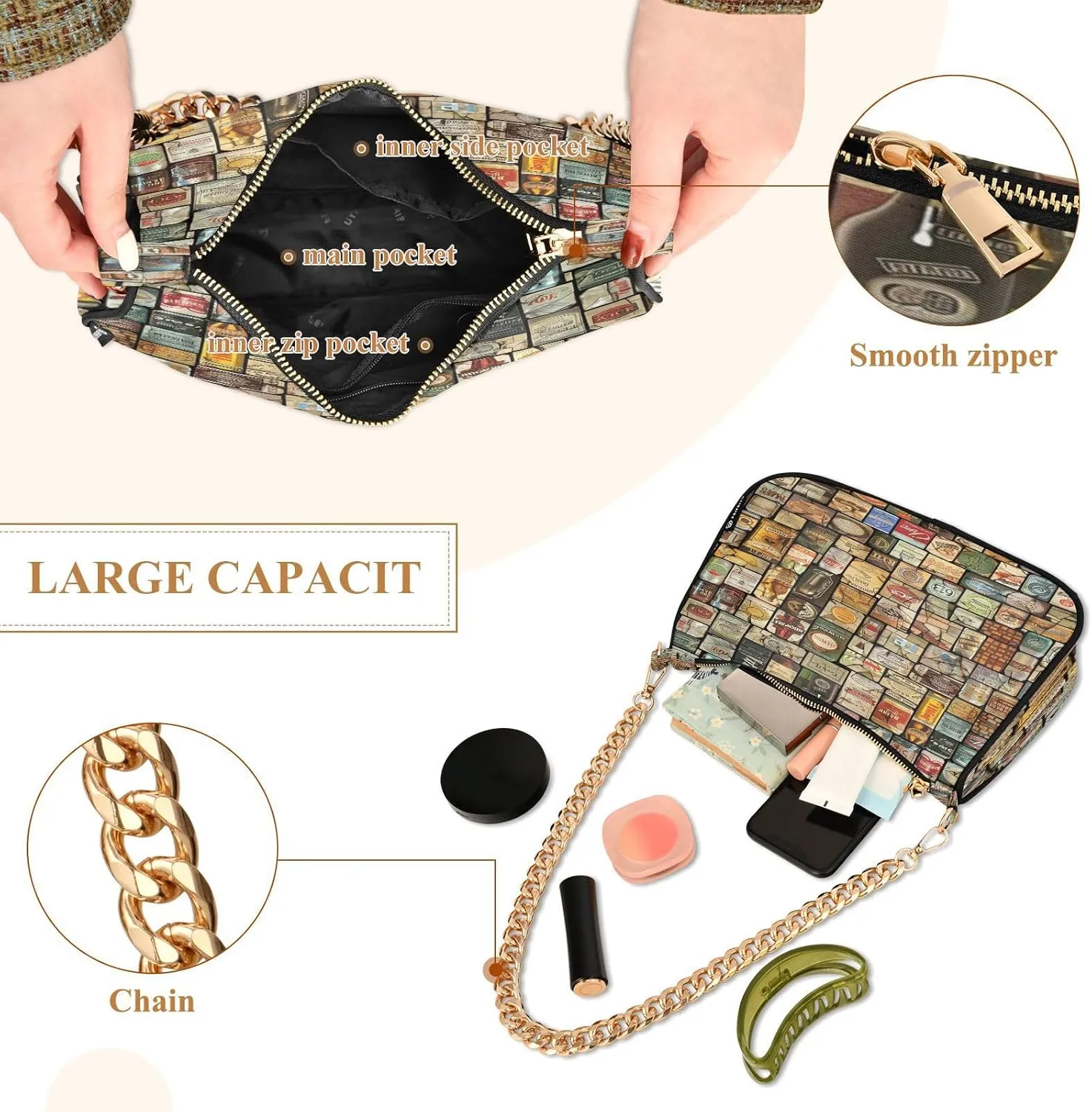 Beach Scene Cats Cute Clutch Purses for Women, Crossbody Bag