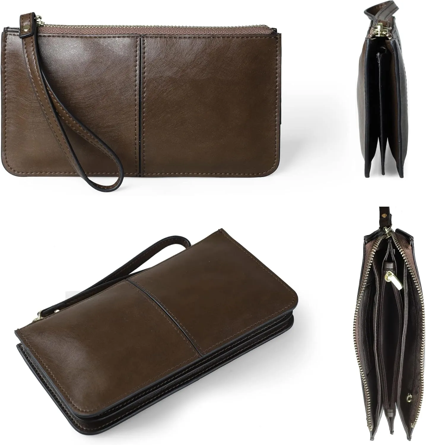 befen Genuine Leather Wristlet Clutch for Women Ultra-Slim Ladies Credit Card Holder Wallet Purses with RFID Protection