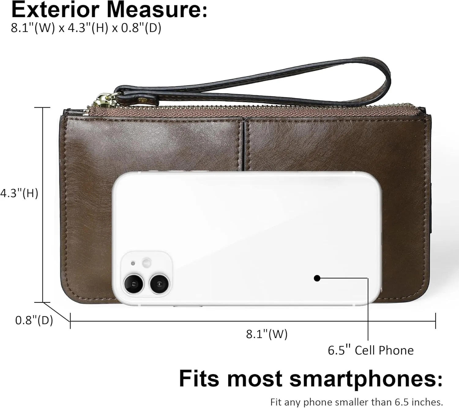 befen Genuine Leather Wristlet Clutch for Women Ultra-Slim Ladies Credit Card Holder Wallet Purses with RFID Protection