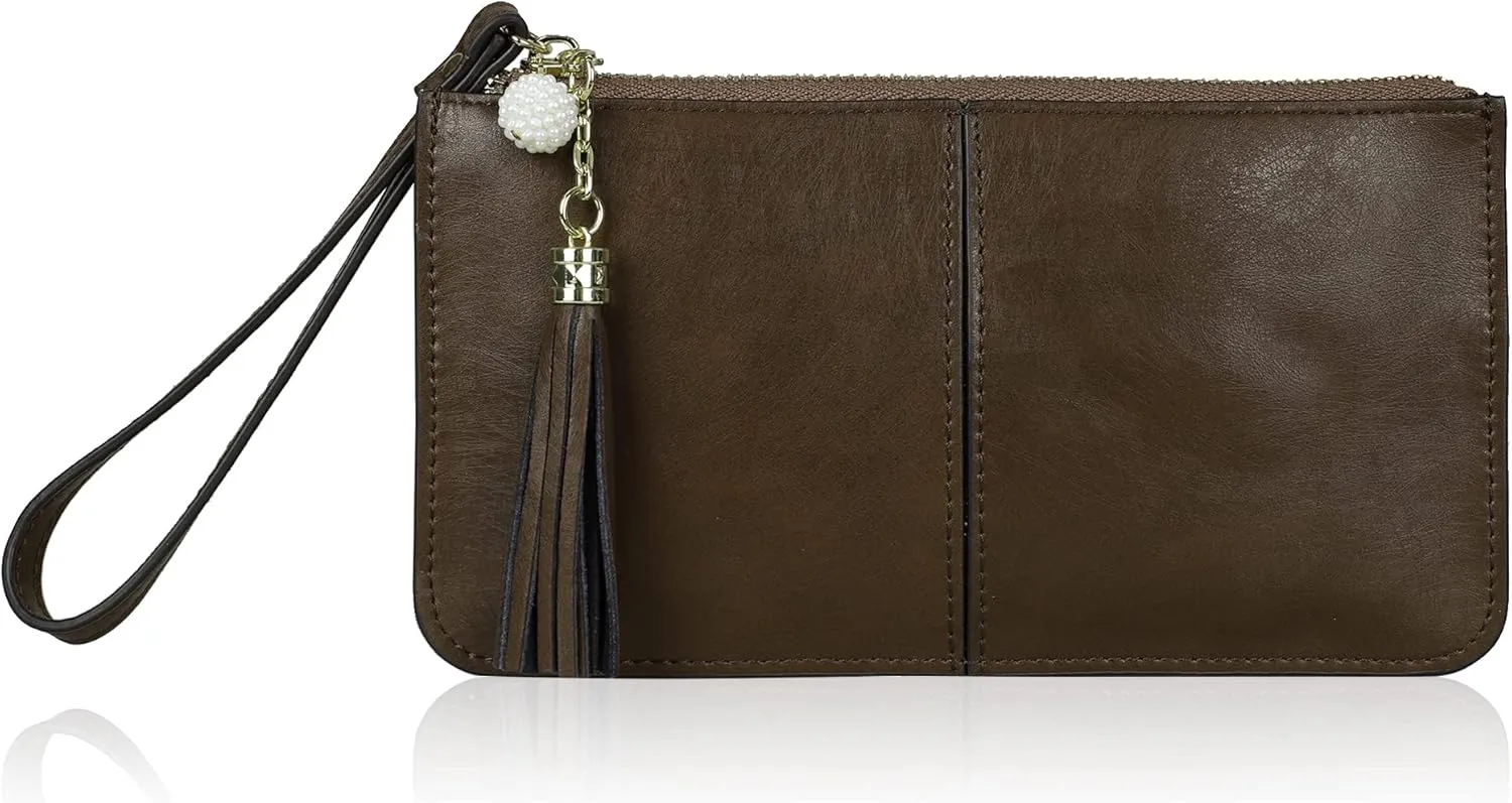 befen Genuine Leather Wristlet Clutch for Women Ultra-Slim Ladies Credit Card Holder Wallet Purses with RFID Protection
