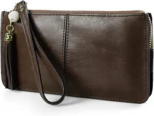 befen Genuine Leather Wristlet Clutch for Women Ultra-Slim Ladies Credit Card Holder Wallet Purses with RFID Protection