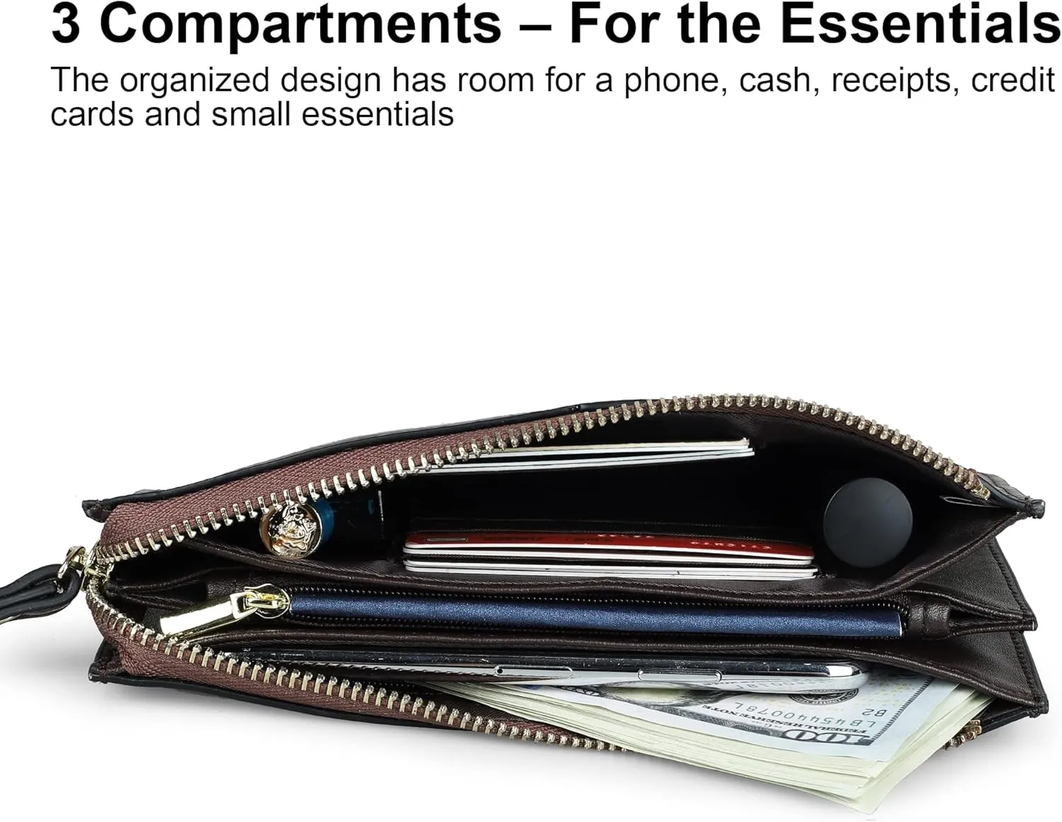 befen Genuine Leather Wristlet Clutch for Women Ultra-Slim Ladies Credit Card Holder Wallet Purses with RFID Protection