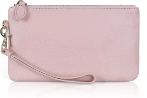 befen Women's Genuine Italian Leather Wristlet Clutch Wallet Purse, Gold Zipper
