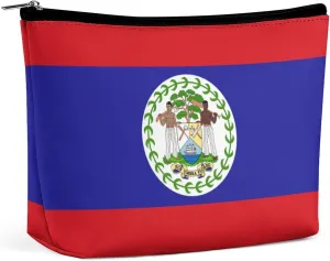 Belize Flag Travel Friendly Makeup Bag Compact Waterproof Cosmetic Pouch Organizer for Women