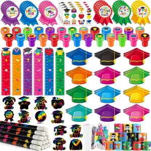 BenLouis 216 Pcs Graduation School Stationery Set Party Favors Preschool Kindergarten Classroom Gift Prizes Bulk for Kids Students Congrats Grad Goodie Bags Stuffers（Graduation Hat）