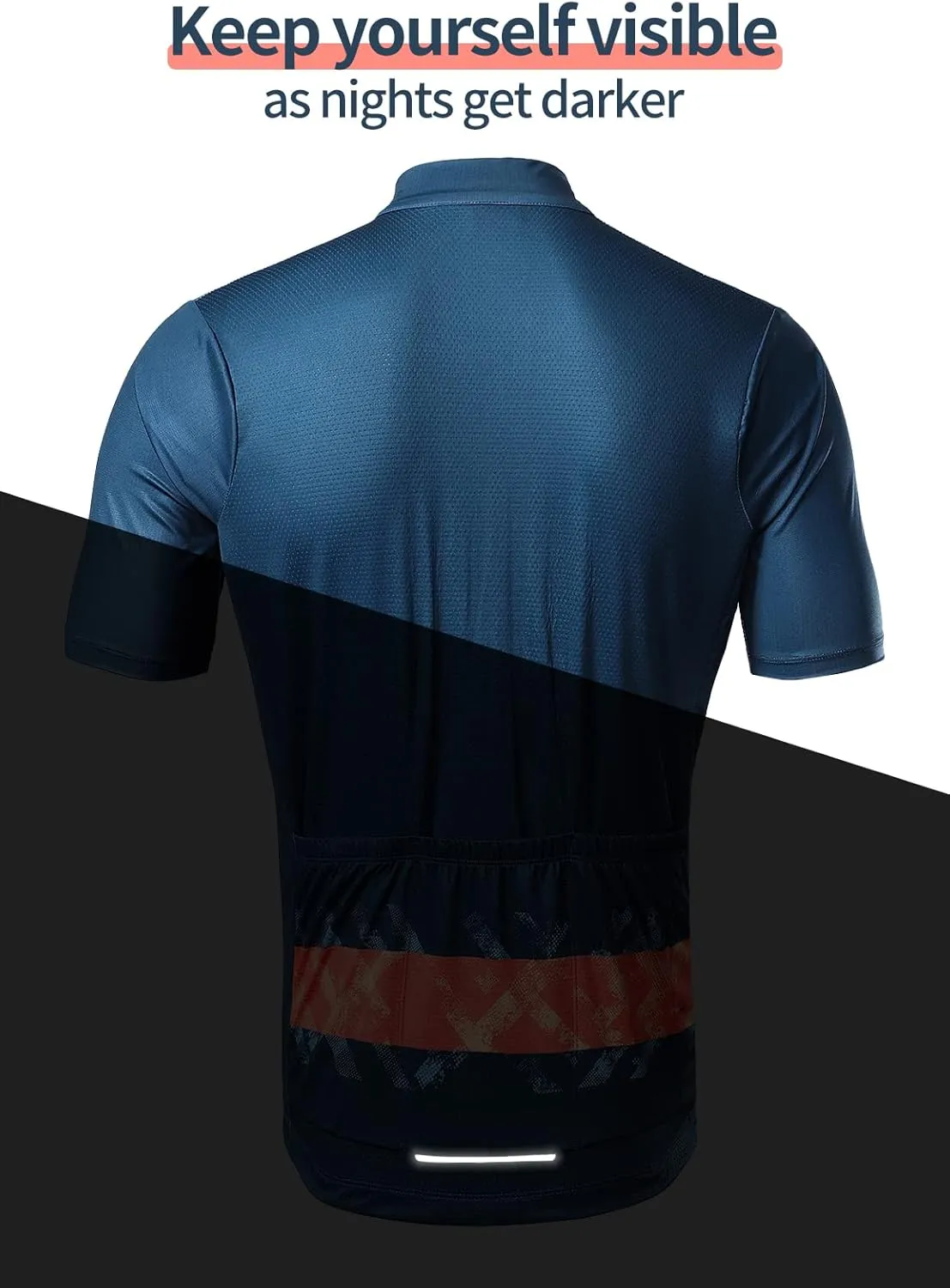 BERGRISAR Cycling Jersey Mens Bike Shirts Short Sleeve Bicycle Biking Clothes with Pockets Reflective