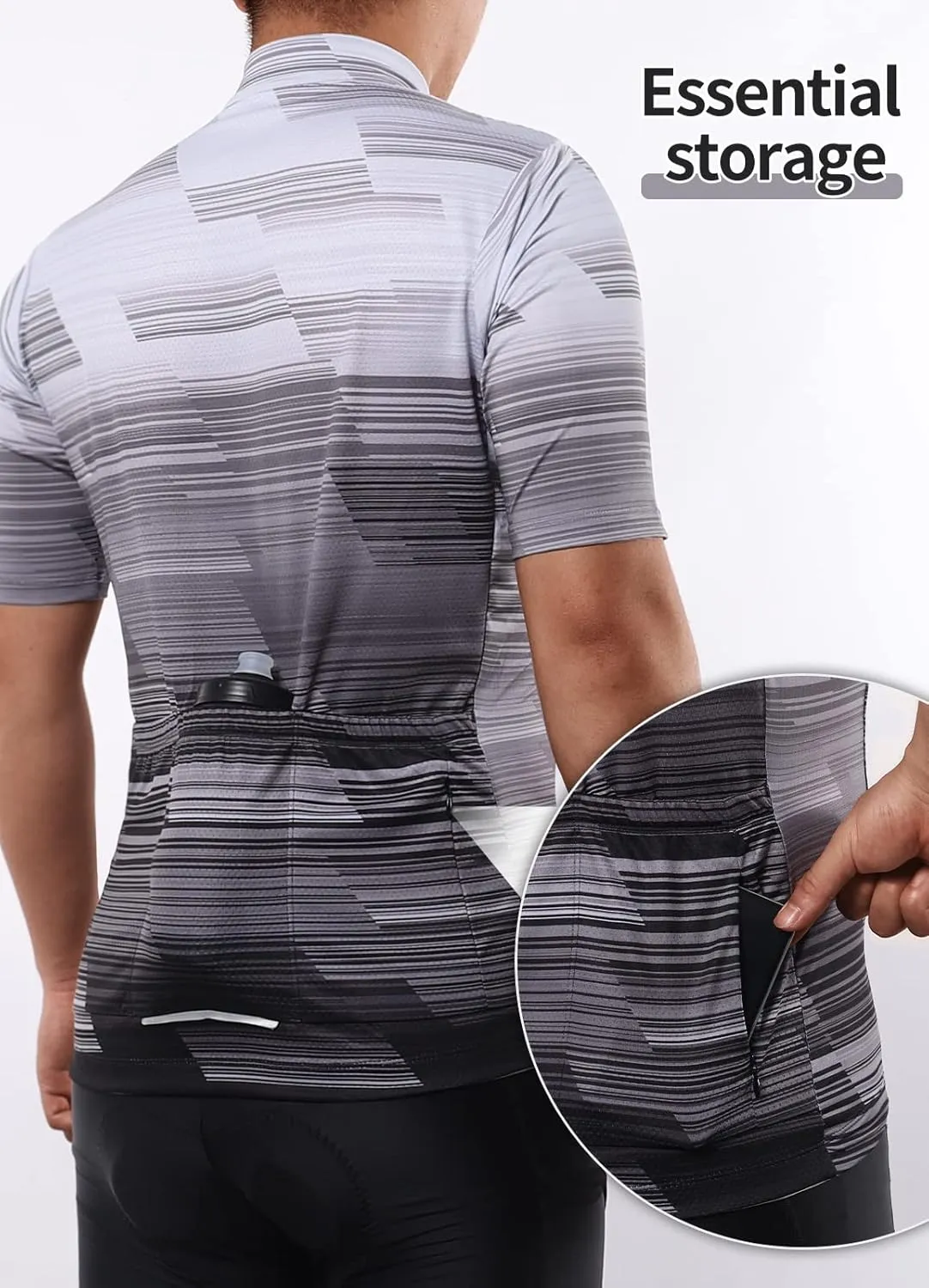 BERGRISAR Cycling Jersey Mens Bike Shirts Short Sleeve Bicycle Biking Clothes with Pockets Reflective