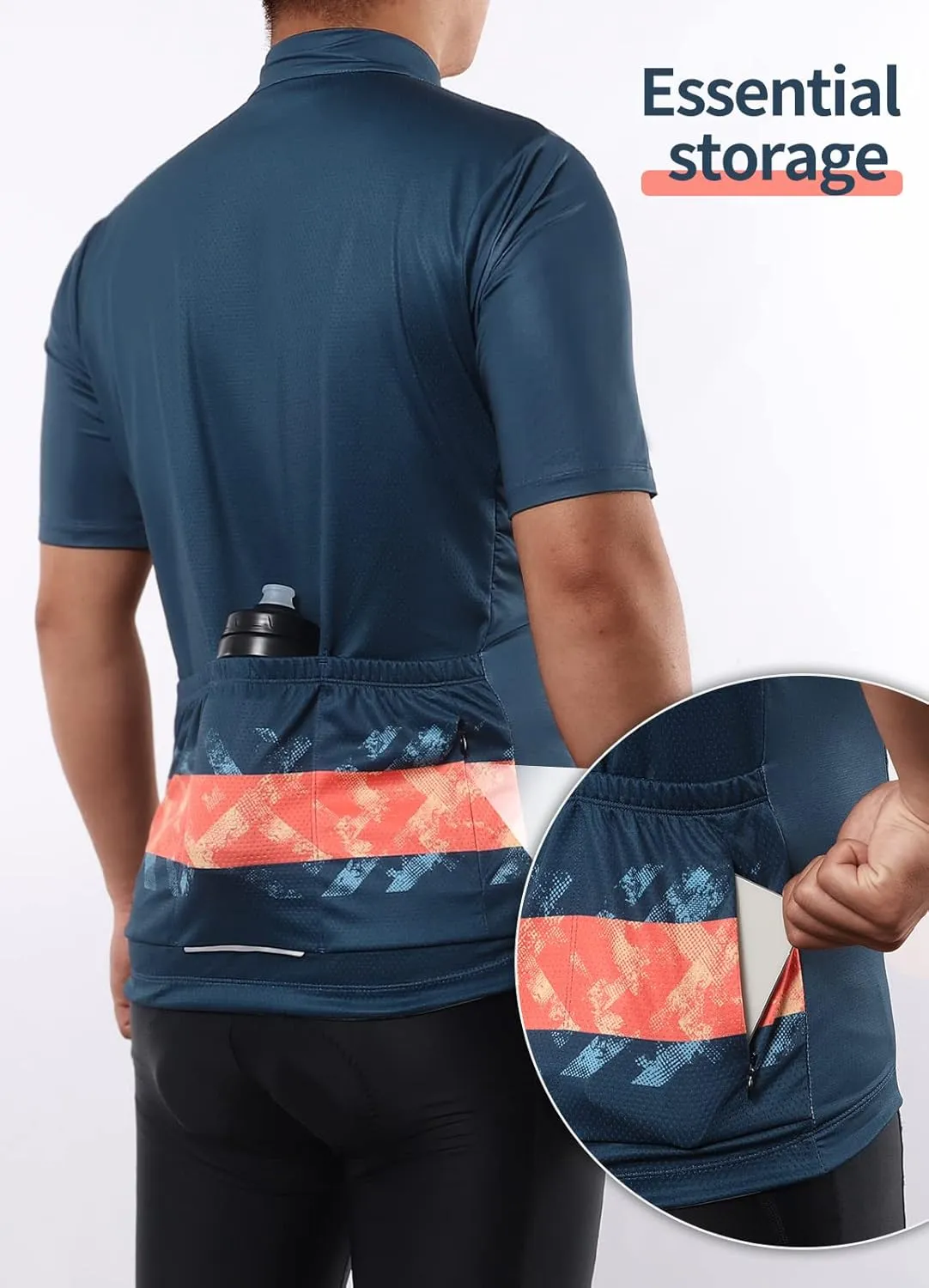 BERGRISAR Cycling Jersey Mens Bike Shirts Short Sleeve Bicycle Biking Clothes with Pockets Reflective