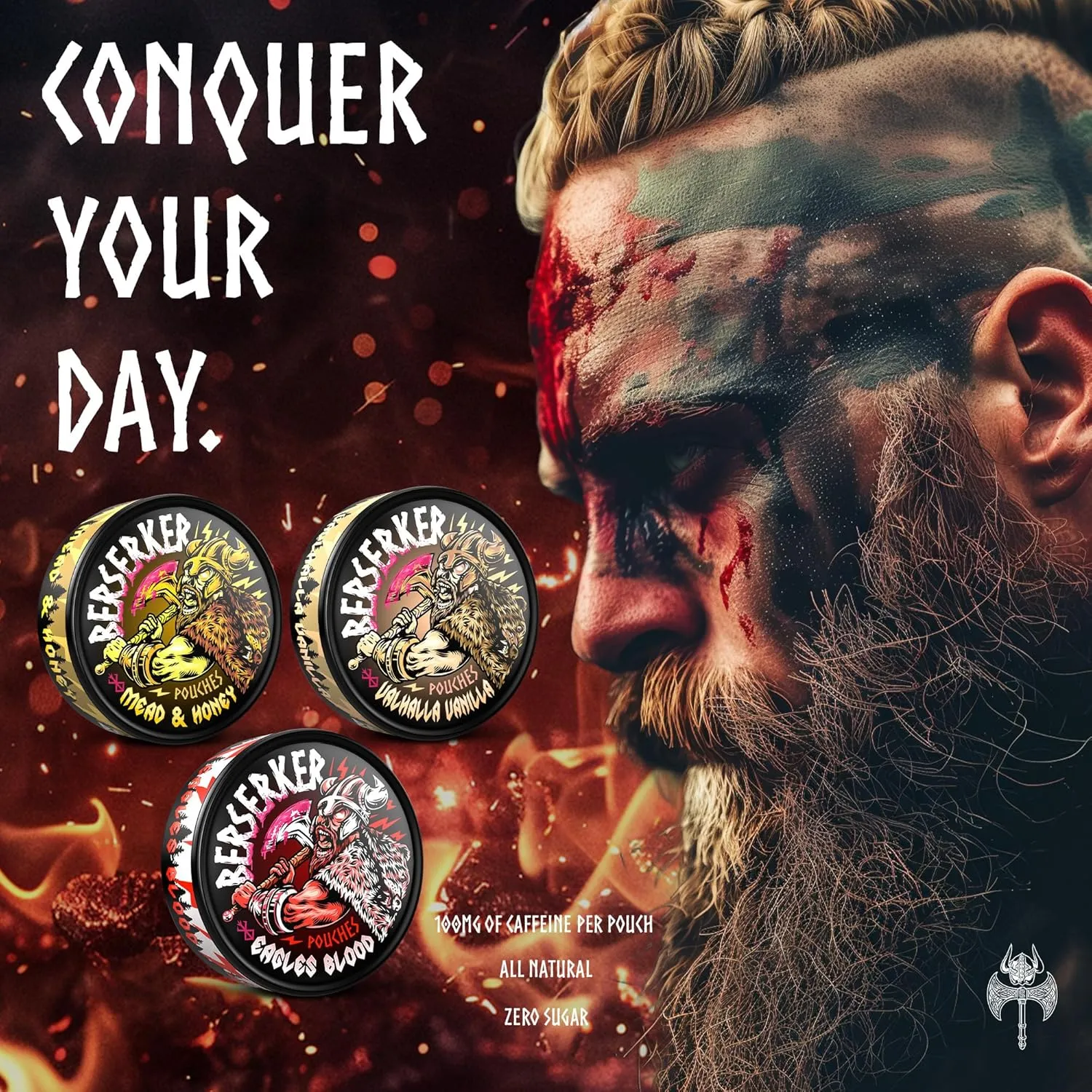 Berserker Energy Pouches - Eagles Blood - Caffeine Infused - 100mg Per Pouch - 5 Pack - Tobacco & Nicotine Free - Energy Drink Replacement