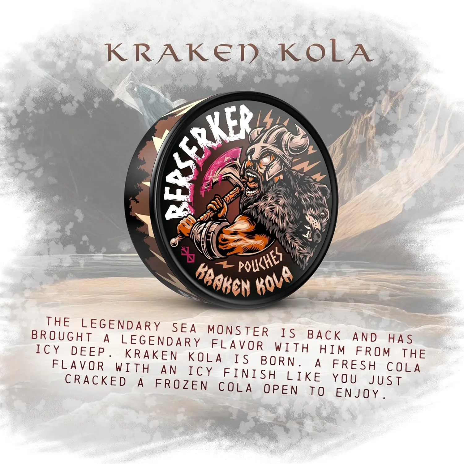 Berserker Energy Pouches - Kraken Cola - Caffeine Infused - 100mg Per Pouch - 10 Pack - Tobacco & Nicotine Free - Energy Drink Replacement