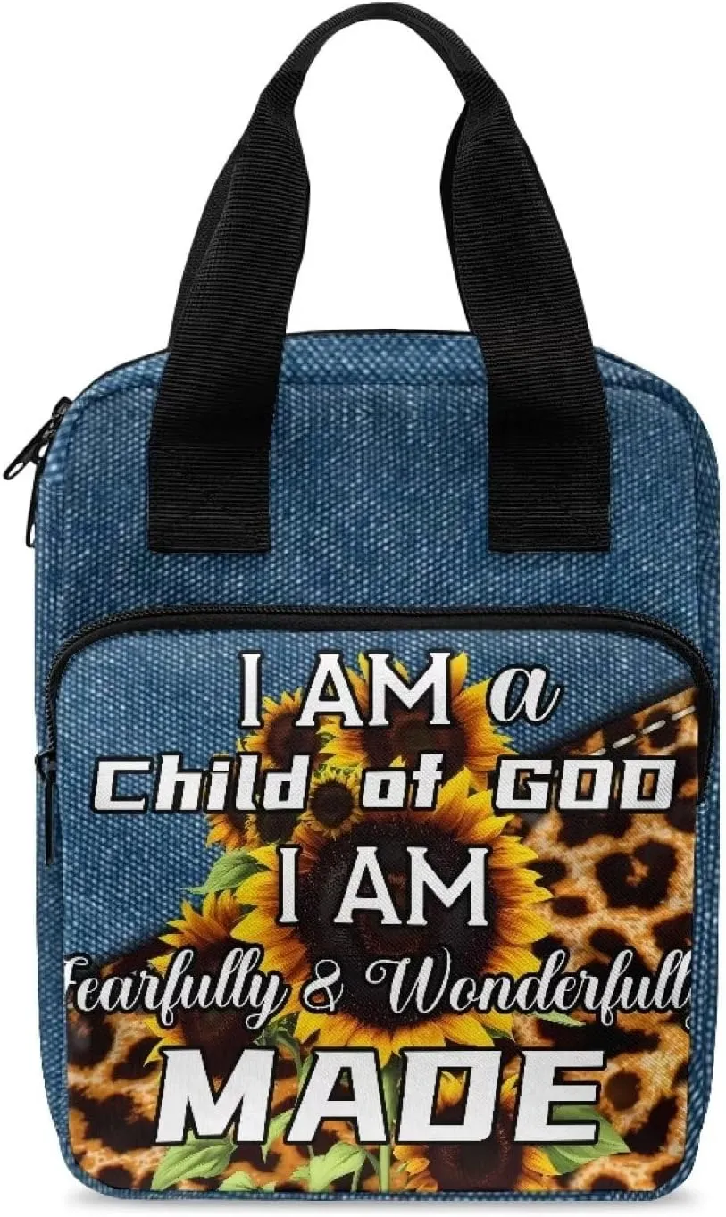 Bible Carrying Cover Scripture Handbag Bible Protective with Handle and Zippered Pocket Church Case for Women