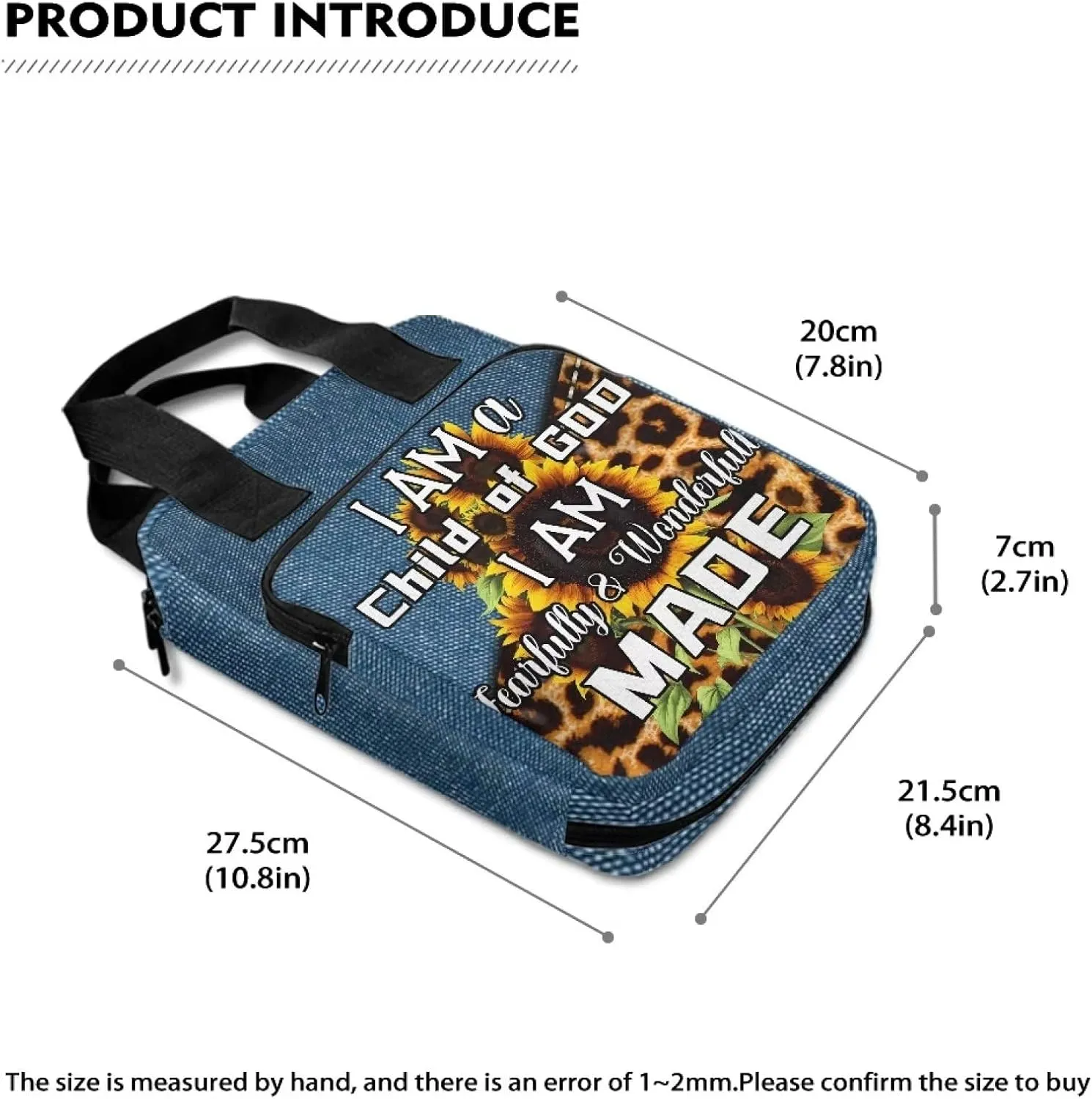 Bible Carrying Cover Scripture Handbag Bible Protective with Handle and Zippered Pocket Church Case for Women