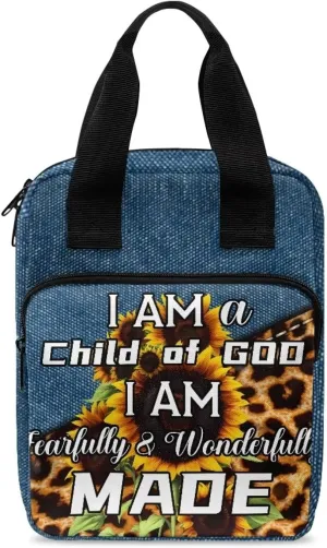 Bible Carrying Cover Scripture Handbag Bible Protective with Handle and Zippered Pocket Church Case for Women