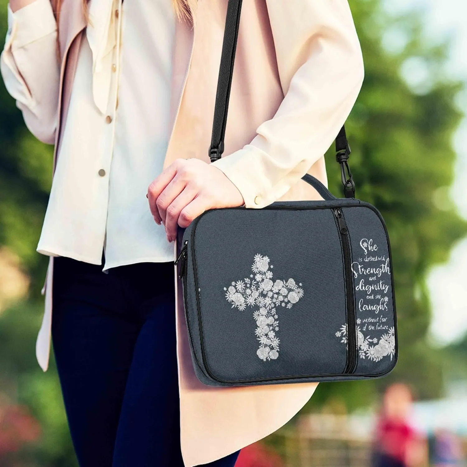 Bible Covers for Women Men Kids with Handle& Shoulder Strap Crossbody Bible Tote