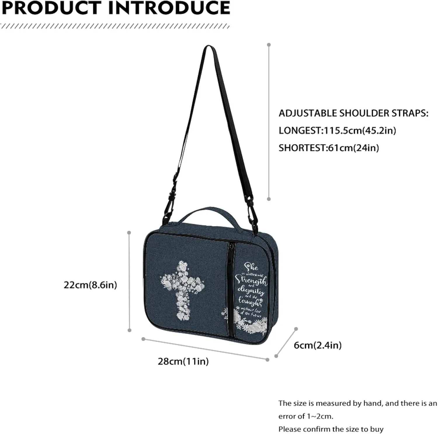 Bible Covers for Women Men Kids with Handle& Shoulder Strap Crossbody Bible Tote