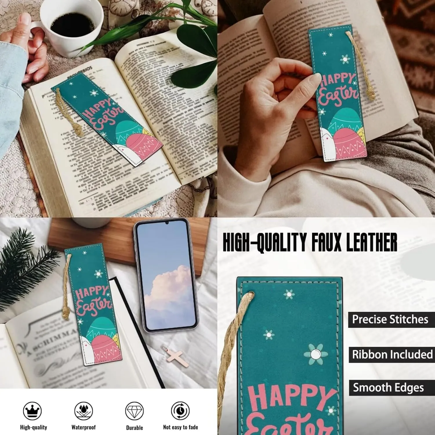 Bible Covers for Women,PU Bible Bags with Handle & Wristlet Strap, Bible Carrying Case and Bookmark Set