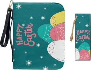 Bible Covers for Women,PU Bible Bags with Handle & Wristlet Strap, Bible Carrying Case and Bookmark Set