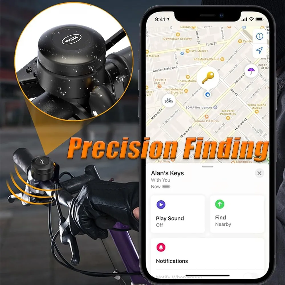 Bicycle Bell for Apple AirTag 120dB, AirTag Bike Mount GPS Tracker Waterproof Classic Brass Holder Hides Air Tag Under Bike Bell Anti-Theft