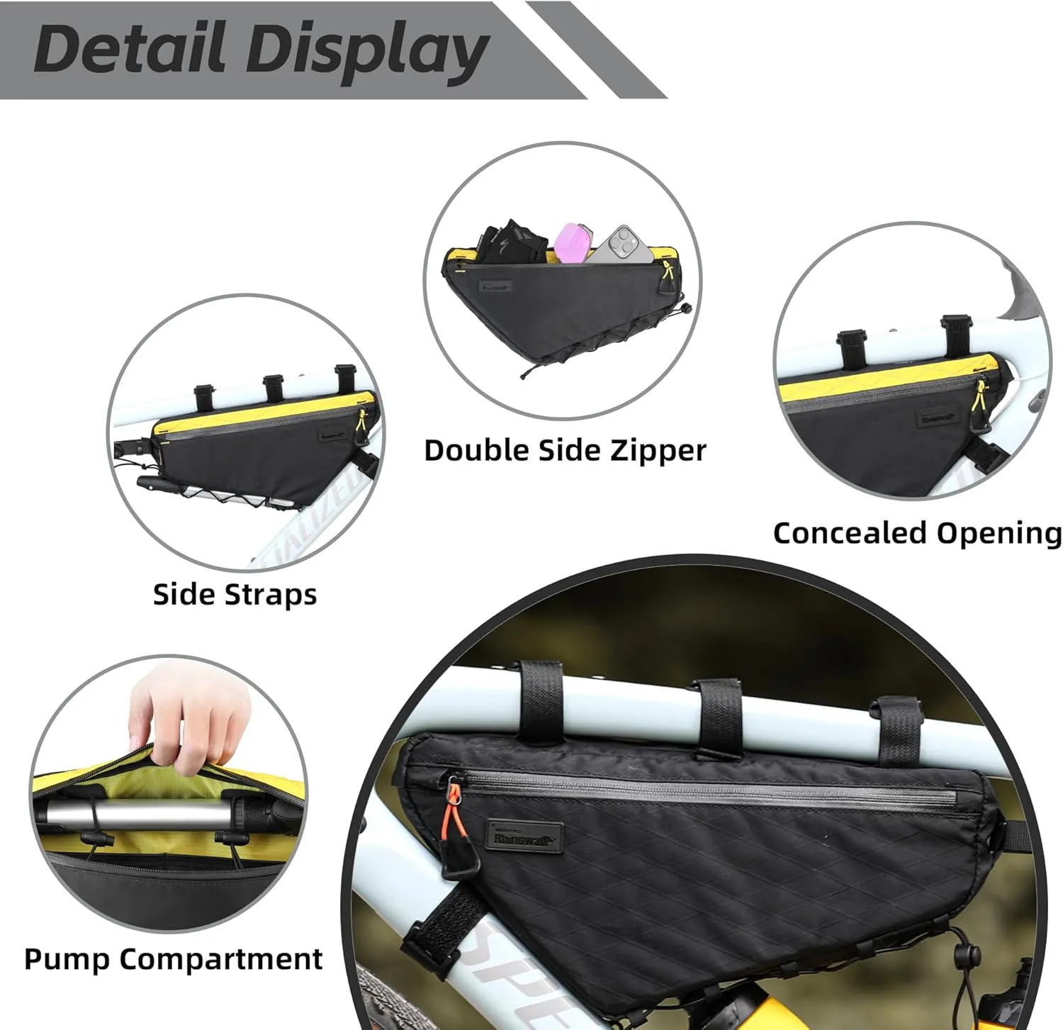Bicycle Frame Bag Bike Triangle Bag Waterproof Bike Bag 2.9L with Dual Side Mesh Pockets for MTB Road Bike Cycling Commuting and Outdoor Adventures