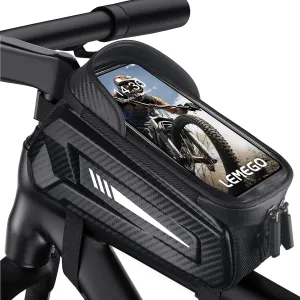 Bicycle Frame Bag Waterproof Handlebar Bag for Smartphones up to 7 Inch Mobile Phone Case Top Tube Bag with TPU Sensitive Touchscreen for Mountain Bikes, Road Bikes, Ebikes