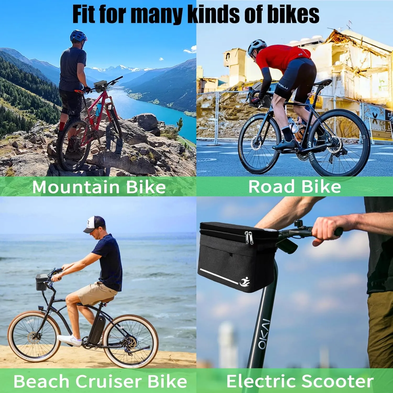 Bicycle Handlebar Bag, Insulated Lunch Bag, Portable with Touchscreen on the Phone, Robust Support Frame on Bicycle Handlebar