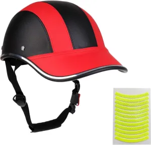 Bicycle Helmet for Adults Small/Large PU Bike Helmet for Women and Men Adjustable Safe 10 Colors Baseball Cap Sunshade 21.7-24.4 INCH Bike Cycling Helmets with 12PCs Reflective Sticker