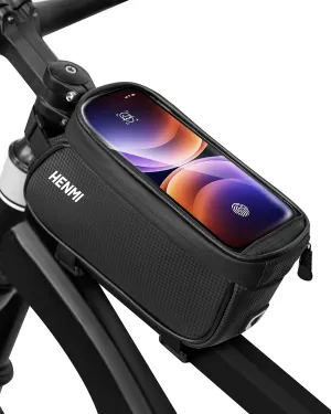Bicycle Phone Front Frame Bag, Waterproof and wear-resistant, Handlebar Bag Bicycle Accessories,Top Tube Bike Bag,Cycling Pouch, Ebike Accessories,TPU Touch Screen, Suitable Phone Under size 7''