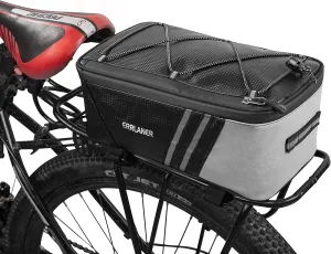 Bicycle Rack Rear Carrier Bag PU Leather Waterproof 7L Large Capacity Storage Luggage Pouch Reflective MTB Bike Pannier Shoulder Bag with Rain Cover