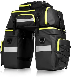 Bicycle Saddle Bag Set, Bike Bag Bike Pannier Bag Set Waterproof Bicycle Luggage Cargo Bag, Professional Cycling Accessories 3-in-1 (Yellow)