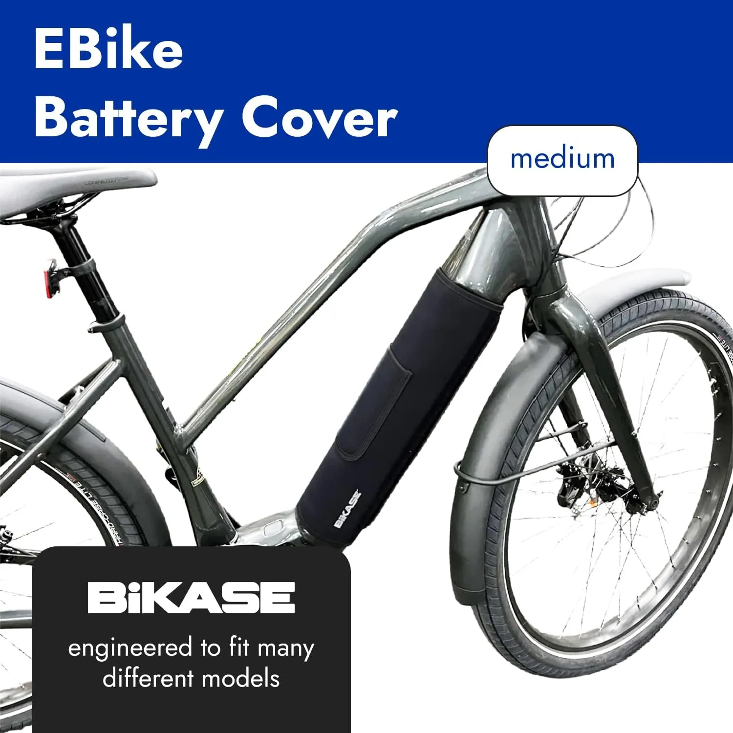 BiKase E-Bike Battery Cover Neoprene Electric Bicycle Battery Cover for Outdoor Riding, Transporting on Car Rack, eBike Battery Cover for Isolating Battery, Waterproof, Dirt Resistant