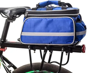 Bike Bag Bicycle Pannier Waterproof Multi-Function Excursion Cycling Bicycle Bike Rear Seat Trunk Bag Carrying Luggage Package Rack Panniers with Rainproof Cover (Blue)