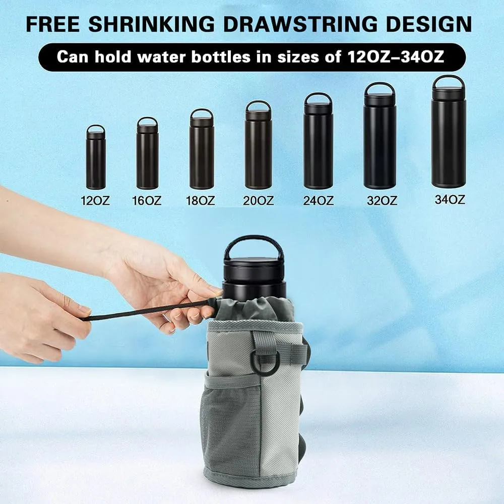 Bike Bottle Holder | Fits Segway, Buggy, Boat, Scooter, Wheelchair | No-Screw Installation | carry big bottles Diameter 3.6in/9cm | Mesh Pockets | Shoulder Strap and Phone Storage Bag