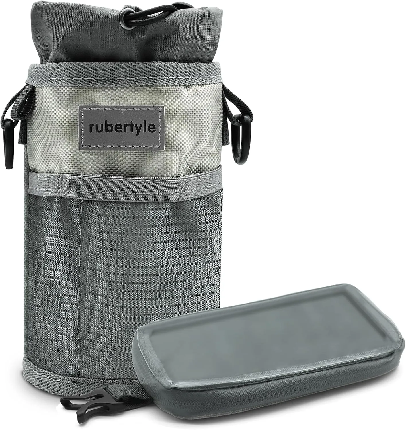 Bike Bottle Holder | Fits Segway, Buggy, Boat, Scooter, Wheelchair | No-Screw Installation | Carry Big Bottles Diameter 3.6in/9cm | Mesh Pockets | Shoulder Strap and Phone Storage Bag