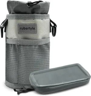 Bike Bottle Holder | Fits Segway, Buggy, Boat, Scooter, Wheelchair | No-Screw Installation | Carry Big Bottles Diameter 3.6in/9cm | Mesh Pockets | Shoulder Strap and Phone Storage Bag