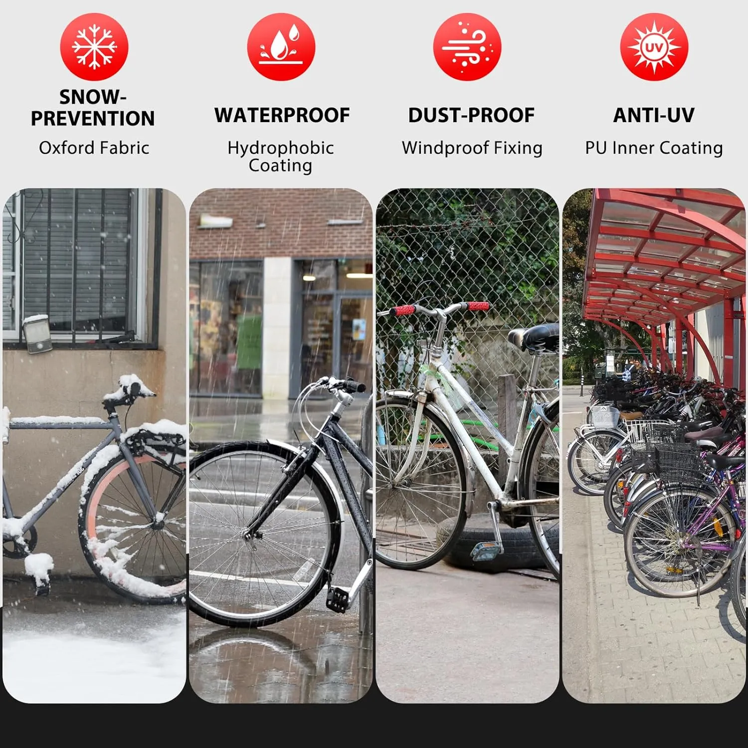 Bike Cover Waterproof Outdoor Storage for 1 Bike, Bicycle Cover Rain Sun UV Dust Wind Proof with Storage Bag for Mountain Road Bike/Ebike (420D Black Red, XL Size for 1 bike)