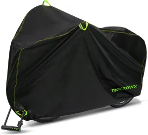 Bike Cover Waterproof Outdoor Storage for 1/2/3 Bikes, Bicycle Cover Rain Sun UV Dust Wind Proof with Storage Bag for Mountain Road Bike/Ebike (210D Black Green, XL Size for 1 bike)