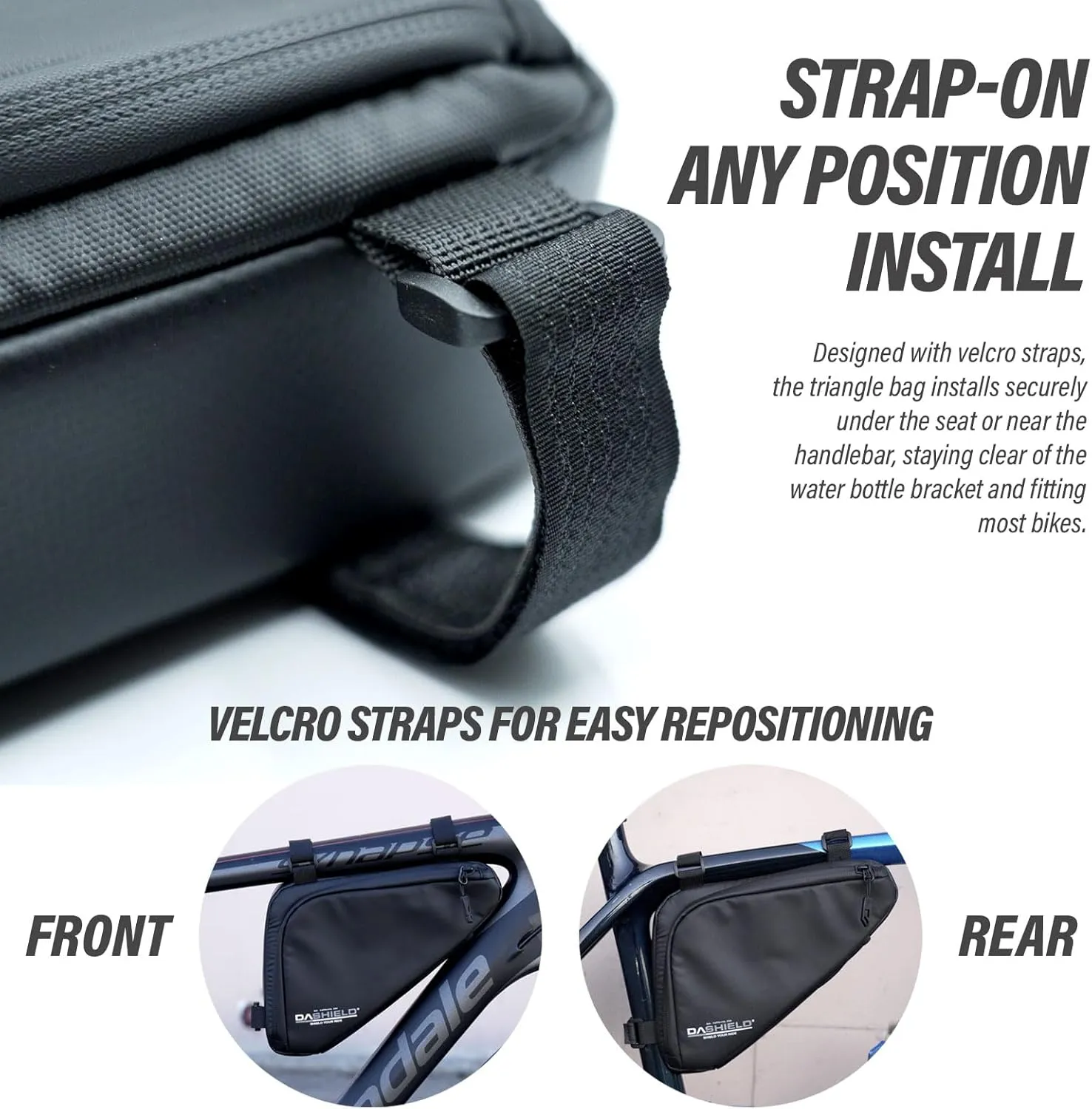 Bike Frame Bag Waterproof Bicycle Triangle Pouch, Storage Bag Strap-On, Mountain Road Bike MTB Cycling Bike Acessories, 1.5L
