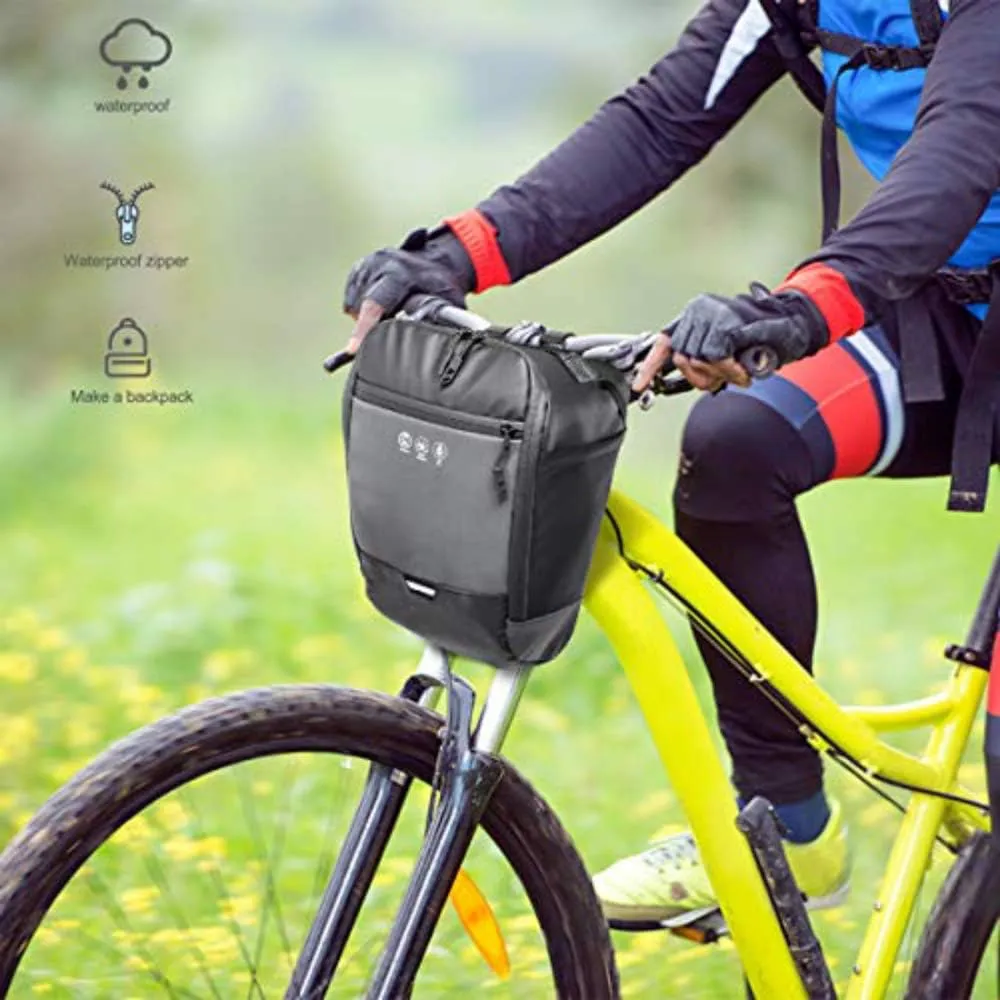 Bike Handlebar Bag, Multifunctional Detachable Strap Pack Reflective Cycling Pouch, Waterproof Mini Shoulder Handbag for Men Women