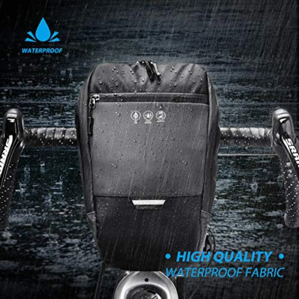 Bike Handlebar Bag, Multifunctional Detachable Strap Pack Reflective Cycling Pouch, Waterproof Mini Shoulder Handbag for Men Women
