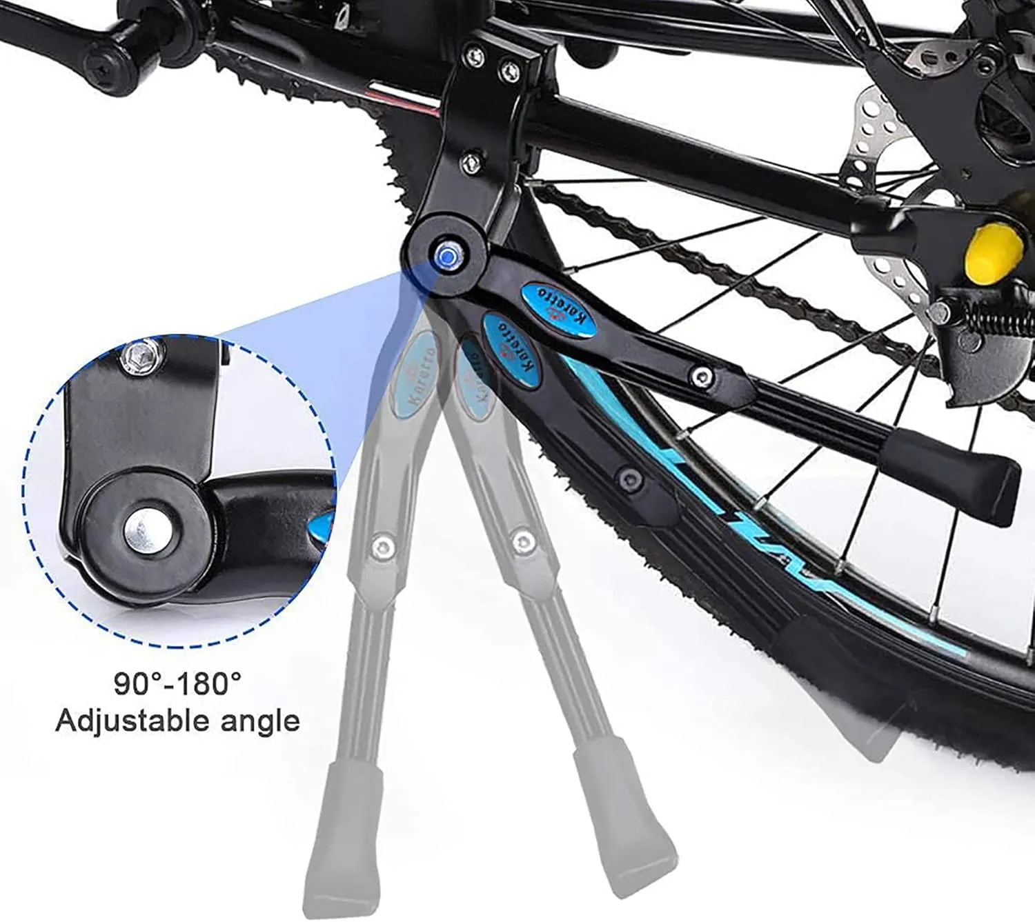 Bike Kickstand Adults- Adjustable Rear Side Aluminum Alloy Bicycle Stand Kickstand Fit for 22" 24" 26" 28" Bike Kick Stand for Mountain Bike Road Bicycles Kickstand (black)