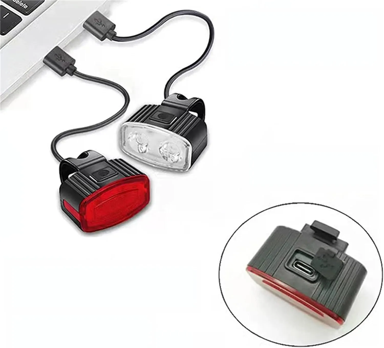 Bike Light Set 1PC Bike USB Charge Headlight Light Waterproof Cycling Bicycle 6 Modes Front Rear Light Set Taillight Lantern Bike Parts for Road Mountain Cycling