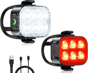 Bike Lights for Night Riding, USB Rechargeable Bike Lights Front and Back, Waterproof IP65 Bicycle Light, 4 6 Modes Bike Headlight and Tail Light Set,1.5 Hrs Fast Charging, Easy to Install