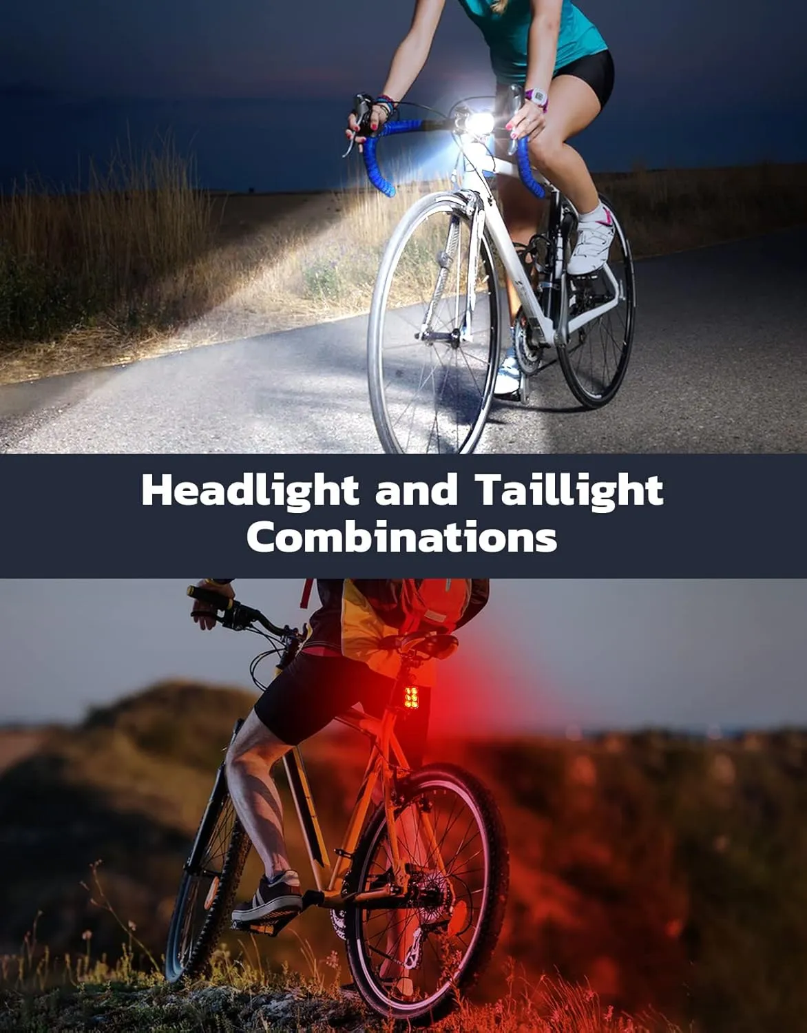 Bike Lights for Night Riding, USB Rechargeable Bike Lights Front and Back, Waterproof IP65 Bicycle Light, 4 6 Modes Bike Headlight and Tail Light Set,1.5 Hrs Fast Charging, Easy to Install
